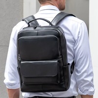 Sac à dos léger en cuir véritable et polyester, écologique, avec fermeture éclair, tendance, pour hommes et femmes, professionnel, noir, pour ordinateur portable