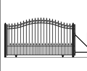 Decorative Black Wrought Iron Driveway <b>Gate</b> <b>Arched</b> Metal Entry <b>Gate</b> with Spear Finials Scrollwork for Villa Garden Home - Product Image 4