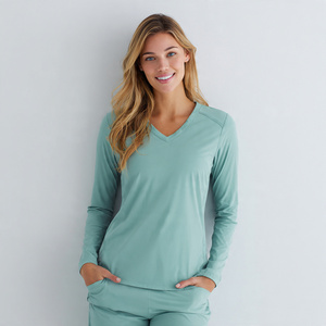 Unisex Medical <b>Scrub</b> <b>Tops</b> Wholesale Knitted 100% Cotton Breathable Comfortable Hospital Use - Product Image 6