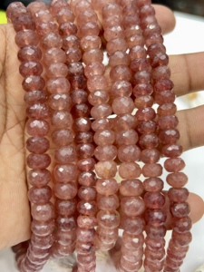 Petites perles de pierres précieuses, quartz rose fraise naturel AAA, perles facettées rondes, 8 mm, brin de 8 pouces - Product Image 4