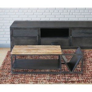 Vandana <b>Silver</b> Living Industrial design <b>coffee</b> <b>table</b> in metal and solid wood Caractère - Product Image 2