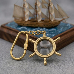 Handmade Vintage Brass Ship Wheel Locking Keychain Nautical Maritime <b>Key</b> <b>Ring</b> Collectible Gift <b>Accessory</b> - Product Image 1