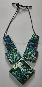 Knotted Macrame Necklace with Polymer Clay, Wooden <b>Beads</b>, Ruby and Diamond Stones, Copper, Titanium, and <b>Plastic</b> Gift - Product Image 3