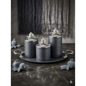 Luxury Handcrafted Gold Plated Hammered Stainless Steel <b>Spice</b> <b>Jars</b> Set Of 3 With Silver Lids Kitchen Canisters For Storage - Product Image 3