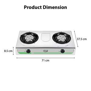 Gmax GL-203T Electric Double Burner Turbo Gas <b>Stove</b> Tempered Glass with Stainless Steel & Cast Iron Surface for Hotel RV Cooking - Product Image 3