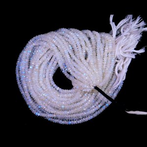 AAA <b>Rainbow</b> Moonstone Faceted Rondelle Beads 3.5-4mm Flashy Moonstone Strand Wholesale Bulk - Product Image 3