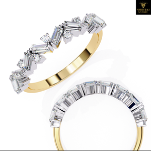 แหวนทอง 14K ประดับเพชรแล็บโกรว์ทรงบาแกตต์ 0.60 กะรัต สำหรับผู้หญิง ดีไซน์คลาสสิคแบบ Eternity Band รับรองโดย IGI เหมาะสำหรับแหวนหมั้นและแหวนแต่งงาน - Product Image 4