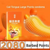 Préservatifs internationaux standard 510K CE à picots et points, produits sexuels, lubrifiants ultra-humides à base d'eau, préservatifs Cat Tongue pour hommes