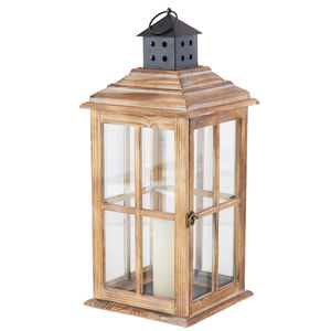 Wooden <b>Candle</b> Lanterns Decorative Set Of 2 Farmhouse Whitewash <b>Floor</b> Lanterns Hanging Lanterns For Home Decoration Lantern - Product Image 5