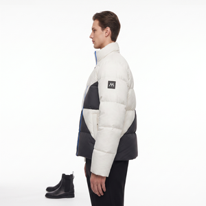 Veste matelassée diagonale à blocs de couleur pour homme, 800-Fill Down, résistante à l'eau, en nylon à mémoire de forme, manteau d'hiver OEM - Product Image 3