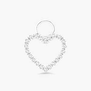 Open Heart Charm Dangle Earrings 14K <b>Solid</b> <b>Gold</b> Pave Round Cut Lab Grown Diamond <b>Huggie</b> Removable Attachment Jewelry Manufacture - Product Image 6