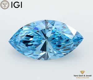 Diamante de Corte Marquesa Cultivado en Laboratorio CVD, Certificado IGI, Color Azul Intenso, Claridad VVS2, 3.00 Quilates para Anillo Solitario Premium - Product Image 1