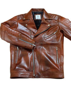 Chaqueta de bombardero de cuero genuino con estilo Real para hombre, ropa de hombre, chaqueta de motocicleta acolchada de piel con cremallera de moda de cuero de manga larga delgada - Product Image 2