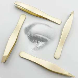 Juego de Pinzas para Cejas Doradas, Pinzas para Depilación de Cejas, Pinzas de Acero Inoxidable para Depilación de Cejas - Product Image 2