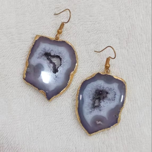 High Quality Druzy Stone Sparkling Natural Stones for Earring Jewelry For Women Jewelry earring Wholesale Vintage Gold plated - Product Image 2