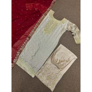 Beautiful Embroidered <b>Top</b> with <b>Sequins</b> Plazzo & Dupatta Dresses with Unique Worked Details - Product Image 2