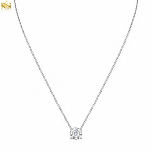 Vintage Round <b>Old</b> Mine Diamond Pendant <b>Necklace</b> Solitaire Chain Solid Gold 9K 14K 18K <b>Fine</b> <b>Jewelry</b> | Classic Luxury <b>Jewelry</b> Gift - Product Image 1