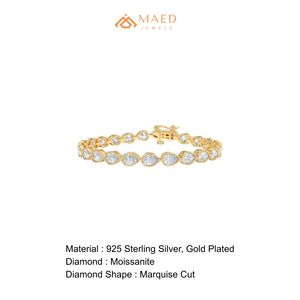Pulsera de Moissanita con Corte Pera y Redondo para Mujer, Tono Oro 18K, Joyería de Lujo, Regalo - Product Image 6