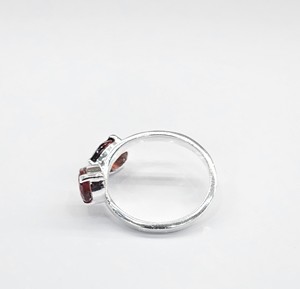 925 Sterling <b>Silver</b> Adjustable Two Teardrop Red <b>Garnet</b> <b>Ring</b> Open Design Fine Jewelry for Women Gift Collection - Product Image 5