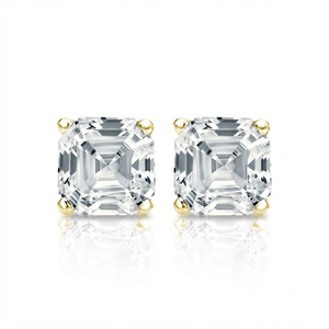 Pendientes de tuerca con garra brillante de lujo, chapados en oro, plata 925, con diamante solitario de corte Asscher de 2TCW cultivado en laboratorio, personalizados y de moda, al por mayor. - Product Image 1