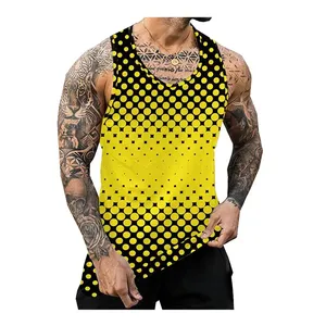 Camiseta deportiva sin mangas para hombre, 100% poliéster, sublimada, para fitness, gimnasio, entrenamiento, playa. - Product Image 2