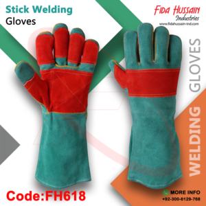 Guantes de trabajo de soldadura resistentes al calor de calidad superior de vaca divididos personalizados guantes de cuero de Pakistán - Product Image 2