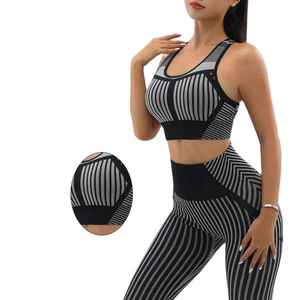 Ensemble de yoga respirant sans couture pour femmes, 2 pièces, vêtements de sport de gym, haut court sans manches, leggings à taille mi-haute élastique - Product Image 5