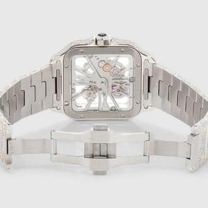 VVS Moissanite Diamond Fully Encrusted Square <b>Automatic</b> <b>Watch</b> Luxury Two-Tone Iced Out Stainless Steel <b>Skeleton</b> <b>Watch</b> for Men - Product Image 4