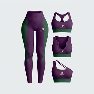 Ensembles de yoga légers pour femmes avec logo personnalisé de haute qualité, leggings taille haute, soutien-gorge de sport dos nageur, sans couture, nouvelle collection - Product Image 4