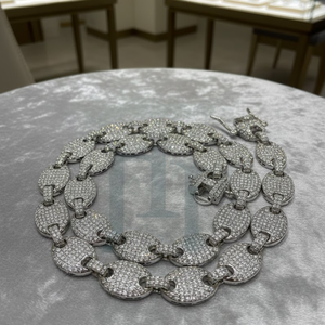 Cadena de eslabones ovalados con incrustaciones para hombre, Plata de ley 925, Oro 10K 14K, Collar estilo diamante Hip Hop, Cadena de rapero, Joyería de lujo llamativa - Product Image 3