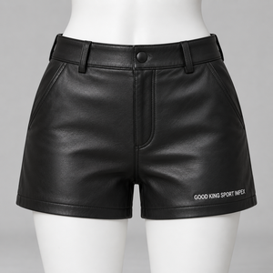 Custom Women's Black <b>PU</b> Leather Shorts High Waist Fashion OEM Private Label Manufacturer Wholesale Supplier for Ladies Clothings - Product Image 2