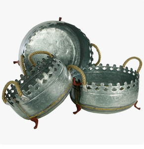 Nouveauté du créateur : Jardinière décorative vintage en fer galvanisé, faite à la main, à prix réduit, en promotion, pour jardin (en carton) - Product Image 3