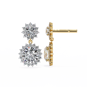 Pendientes Clásicos de Diseñador con Diamantes Cultivados en Laboratorio, Corte Redondo, Oro de 14K, Certificados por IGI, Ideales para Regalo, Fiestas y Aniversarios - Product Image 4