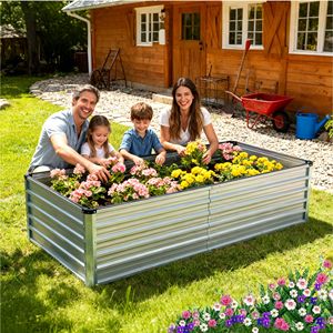 Kit de jardinière surélevée ovale en métal galvanisé pour légumes, fleurs et herbes avec bordure en caoutchouc sécurisée - Product Image 4