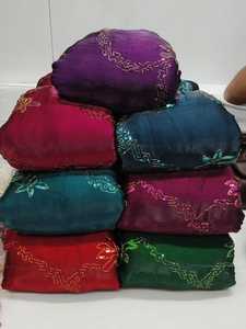 Tissu en Soie Bicolore Brodé de Sequins pour Vêtements Ethniques, Sarees, Lehengas, Costumes, Kurtis – Matière de Créateur en Gros - Product Image 2