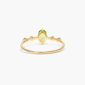 Oval Cut <b>Peridot</b> and Moissanite 14K Gold Plated 925 Sterling Silver Luxury Engagement <b>Ring</b> with Green Gemstone August Birthstone - Product Image 3