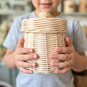 Panier de rangement en rotin tressé à la main pour jouets d'enfants avec couvercle, pot en rotin naturel pour cuisine de jeu, cadeaux, vente en gros - Product Image 4
