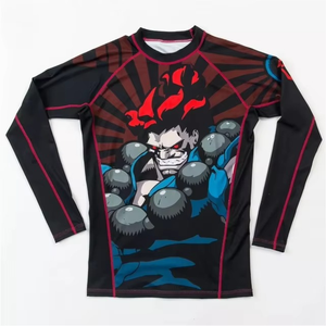 <b>Men</b> Anime Style BJJ Rash Guard <b>Compression</b> <b>Shirt</b> Long Sleeve MMA Grappling Top Polyester Spandex OEM Custom - Product Image 5