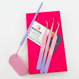 Pince à épiler d'extension de cils professionnelle bicolore durable personnalisée pointue en acier inoxydable enduit de marque privée - Product Image 3