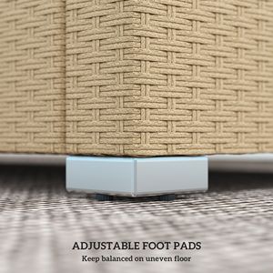 Divano da Esterno in Rattan PE Bianco Crema a 3 Posti con Cuscini e 2 Cuscini Decorativi, Arredamento da Giardino - Product Image 6