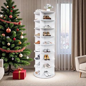 8-Tier Free Standing <b>Rotating</b> Shoe <b>Rack</b> Tower 360 Degrees Revolving <b>Storage</b> Organizer with 32 Pair Holding Capacity - Product Image 1