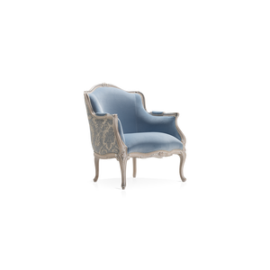 Juego de Sofás de Madera de Teca Sólida de Lujo, 6 Plazas, Terciopelo Azul Hielo, Sofá Tallado Estilo Luis XV Francés, Mesa de Centro con Hojas Plateadas, Muebles para Sala de Estar - Product Image 6