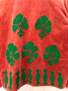 Luxury Artisan Rose Madder <b>Velvet</b> Embroidered <b>Jacket</b> with Green Floral Pattern Full Sleeve Stand Collar Handmade Winter Coat - Product Image 5