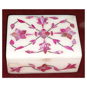 Hermosa Caja de Regalo de Boda Hecha a Mano con Incrustaciones de Mármol y Nácar, Artículo de Decoración para el Hogar - Product Image 1