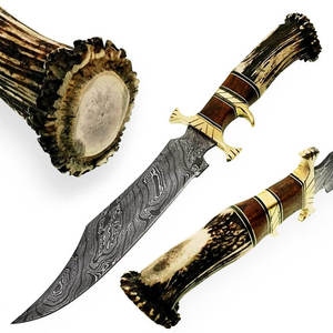Custom Handmade Damascus Steel with <b>Bone</b> <b>Handle</b> Fixed Blade <b>Knives</b> Outdoor Camping <b>Knife</b> with Leather Sheath - Product Image 6