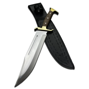 Couteau de chasse et de camping LEGACY BLADES en acier au carbone, lame fixe, manche en bois, garde en laiton, qualité industrielle, couteau d'extérieur - Product Image 1