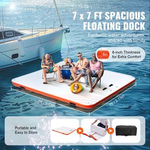 Piattaforma Galleggiante Gonfiabile 7x7FT con Superficie Antiscivolo e Borsa Portatile per Mare e Occasioni di Festa - Product Image 3
