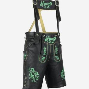 Pantalones de cuero Trachten Lederhosen negros para hombre, bordados, tallas europeas del 46 al 62, en stock. - Product Image 1