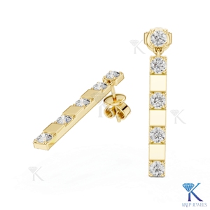 Boucles d'oreilles pendantes en diamant CVD cultivé en laboratoire, avec accent en or et diamants alternés, en or massif 14 carats, bijoux de luxe pour femme, pour soirée - Product Image 1
