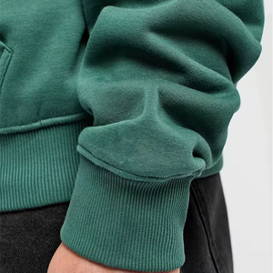 Sudadera con Capucha Verde para Hombre, Cierre de Cremallera, Felpa, Corte Regular, Color Sólido, Otoño, Tejido de Algodón Transpirable - Product Image 6